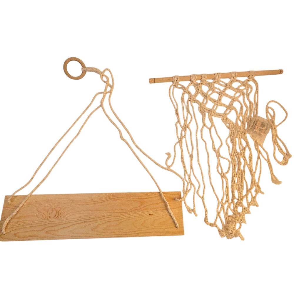 AerWo Macrame Wall Hanging Cotton Rope Wooden Dowel Fringe J-ZWJ-BZXG-1US2